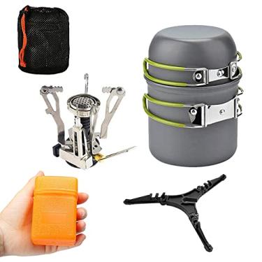 Imagem de Conjunto de Panelas de acampamento com 3000 W Fogão de Campismo Panelas Panelas Suporte de Tanque Para Piquenique Ao Ar Livre Camping Caminhadas Mochila