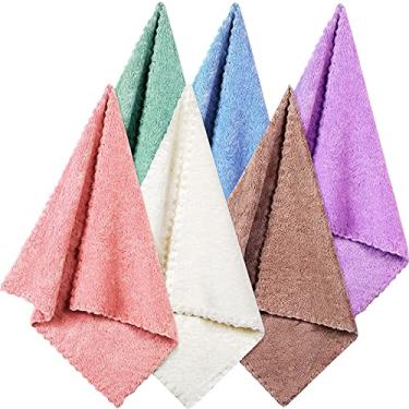 Imagem de Satinior 6 peças de pano de lavagem facial 30,5 x 30,5 cm toalha removedor de maquiagem toalha de veludo coral tecido de microfibra facial macio de secagem rápida toalha de limpeza facial para rosto