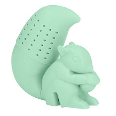 Imagem de Filtro de chá em forma de esquilo, infusor de chá de silicone de esquilo fofo, coador de chá de folhas soltas acessório para bebedores de chá(Verde)