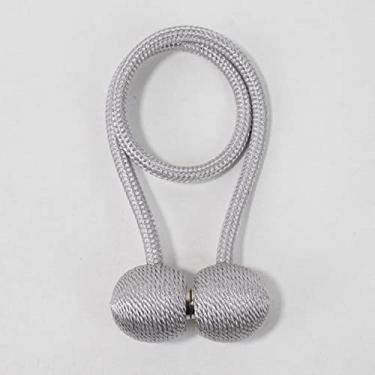 Imagem de 2 PCS Magnetic Pearl Ball Cortina Fivelas Cortina Tiebacks Holdbacks Fivela Clips Hastes de Cortina Acessórios Decorativos para Casa, Cinza, 47 cm de comprimento