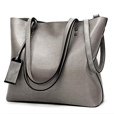 Imagem de ALARION Bolsa feminina com alça superior bolsa de ombro bolsa tipo carteiro, 1 cinza, Large