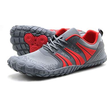 Imagem de Oranginer Sapatos masculinos descalços – bico grande – Minimalista Cross Training Tênis masculino, Cinza/vermelho, 42