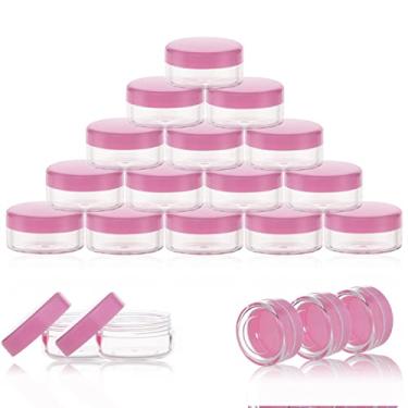 Imagem de (10g-20pcs, Pink) - 10 Gramme Plastic Cosmetic Containers with Lids Pink Makeup Sample Jars BPA free 20pcs