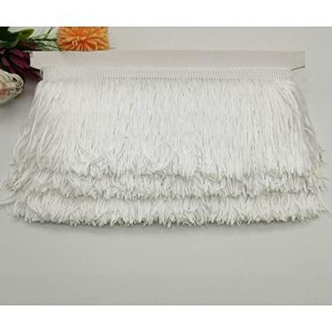 Imagem de 10 metros 9 cm borla curta franja guarnição de fita de renda borlas para cortinas vestidos costura franjas cores enfeites acessórios DIY, branco