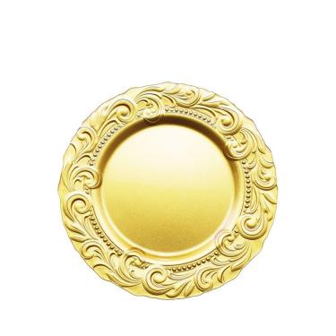 Imagem de Sousplat de Vidro Renaissance Dourado 33 x 2,5cm