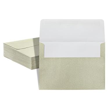 Imagem de Envelopes de glitter para convites, casamentos, cartões de saudação, brilho dourado (12,7 x 17,7 cm, 50 unidades)