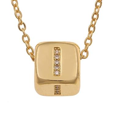 Imagem de LHDUF Colares de Inicial Pequenos para Mulheres, Presentes para Mulheres Fresco Bonito Quadrado Inicial Colar 18K Joias de Ouro para Mulheres, Metal, Sem Pedra Preciosa