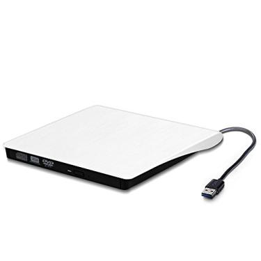 Imagem de Unidade de DVD para PC, computador, CD USB 3.0, unidade óptica externa portátil, leitor de CD-ROM/DVD-ROM para computadores portáteis Windows 10 e 8 (branca)