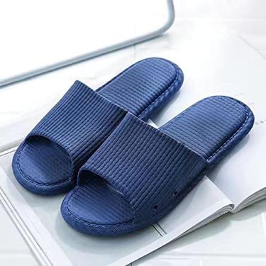Imagem de Chinelos de banheiro, sandálias de banho unissex à prova de deslizamento, chinelos de banho macios e silenciosos para interior de verão, chinelos de banheiro de espuma,(42-43-dark blue), Chinelos
