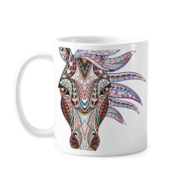 Imagem de Caneca de cerâmica com design de cavalo colorido estilo mosaico cerâmica xícara de café porcelana louça