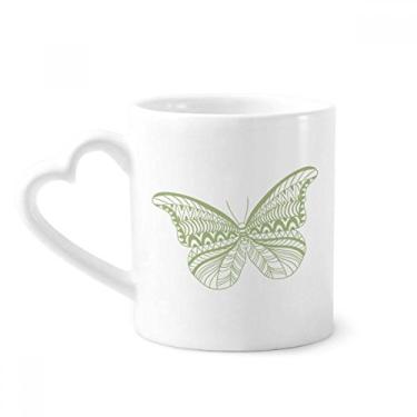 Imagem de Caneca de pipa de borboleta verde copo de coração de vidro de cerâmica