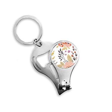 Imagem de Alicate de unha branco amarelo laranja flor planta chaveiro abridor de garrafa cortador