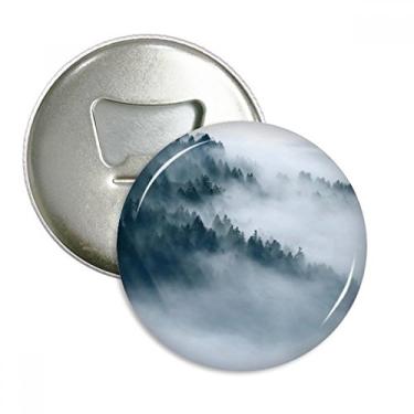 Imagem de Fog Forest Mountain Sky Cloud abridor de garrafas ímã de geladeira emblema multifuncional