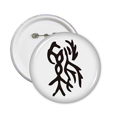 Imagem de Bones Inscriptions Broche de galo do zodíaco chinês Emblema de botão Decoração 5 peças