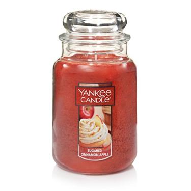 Imagem de Yankee Candle Vela de aromaterapia de pavio único com aroma de maçã canela açucarada, clássica de 623 g, com mais de 110 horas de tempo de queima, perfeita para decoração de casa no outono e outono