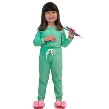 Imagem de Pijama Longo Infantil Menina - Calça E Blusa Longa Verde - Luck Silver