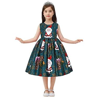 Imagem de Vestido de festa infantil princesa natal meninas dança natal vestido de festa fantasia infantil vestido e saia para meninas, Azul marino, 3-4 Anos