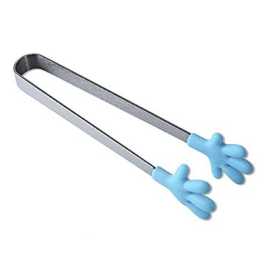 Imagem de Mini pegador de silicone, pegador de alimentos em forma de mão para servir alimentos, cubos de gelo, frutas, açúcar, utensílios de cozinha para churrasco (azul)