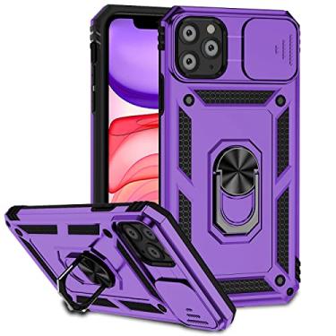 Imagem de Hitaoyou Capa para iPhone 11 Pro Max, capa para iPhone 11 Pro Max com capa para câmera e suporte de grau militar à prova de choque com suporte magnético para carro capas para iPhone 11 pro max roxo