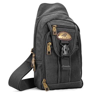 Imagem de Bolsa Transversal Mochila Masculino Feminino Lona Resistente (Preto)