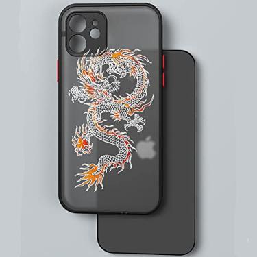 Imagem de Black Dragon Phone Case para iPhone 11 7 8 Plus X XR XS 12 12pro MAX 6S 6 SE 2020 Fashion Animal Hard PC Back Cover Shell, 2,1 Black, C4501, para iPhone 12 mini