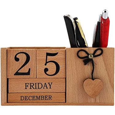 Imagem de Frescorr – Bloco de calendário – Calendário de mesa perpétua de madeira (preto) – Decoração de casa e escritório, 10,1 x 4,9 x 3,6 polegadas, um ! !