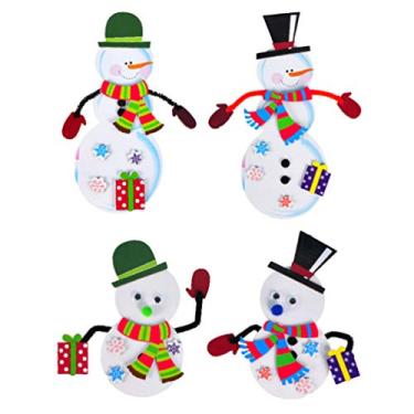 Imagem de Amosfun 4 peças de enfeites de Natal de papel de boneco de neve de Natal para decoração de Natal e festas de Natal