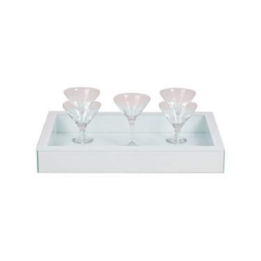 Imagem de Bandeja Vidro Branco Luxo Decorar Sala Taças Bar