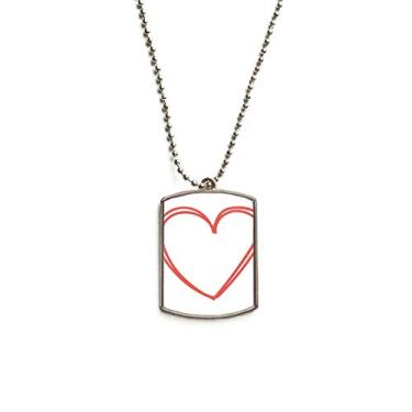 Imagem de DIYthinker Colar com pingente de corrente de aço inoxidável com duas linhas de coração para o dia dos namorados