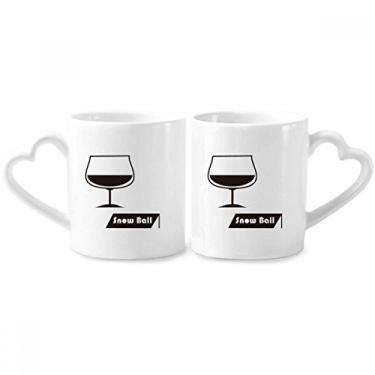 Imagem de Conjunto de canecas de porcelana de coquetel de bola de neve com seu copo para casal de cerâmica com alça de coração