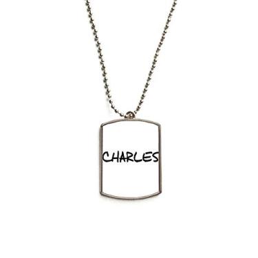 Imagem de DIYthinker Colar com pingente de corrente de aço inoxidável Charles, escrita especial, nome inglês, pingente, coleira para animais de estimação