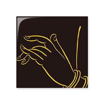 Imagem de Culture Religion Black Yellow Hand Azulejo de cerâmica brilhante Decalque de pedra adornada tijolo vitrificado