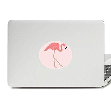 Imagem de Adesivo de notebook com estampa de flamingo de caminhada com emblema de vinil rosa