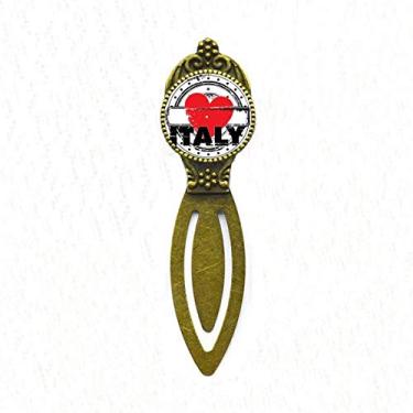 Imagem de Marcador de página retrô com a palavra "I Love Italy" em formato de círculo de coração