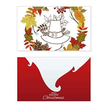 Imagem de Guirlanda de Ação de Graças, Dia de Ação de Graças, estampa de folhas, feriado, Natal, cartão de parabéns, mensagem de Natal