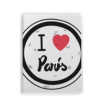 Imagem de Caderno com estampa de palavras "I Love Paris com capa de goma para diário
