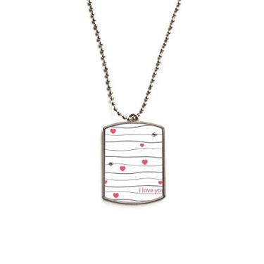 Imagem de DIYthinker Colar para animais de estimação com pingente de corrente de aço inoxidável coração rosa Dia dos Namorados I Love You Line