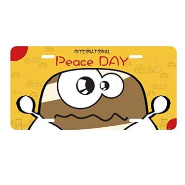 Imagem de DIYthinker Placa de licença Alien Marrom Universo e Alienígena Placa de carro Decoração Dia da Paz