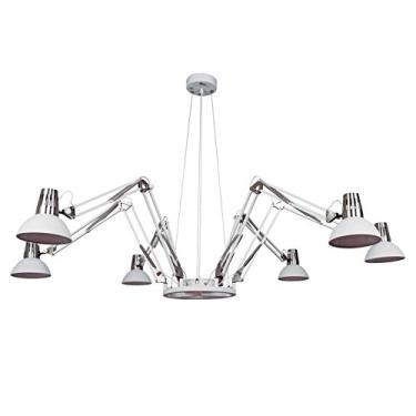 Imagem de Pendente Em Metal Na Cor Branco Fosco Com Detalhes Na Cor Cromado, Com Soquetes 6xe27, Com Potencia Maxima Em Cada Lampada De 40w, Medindo 115x113cm New Line 110v