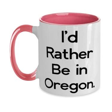 Imagem de Linda caneca Oregon Gifts, I'd Rather Be in Oregon, sarcástica em dois tons 325 ml
