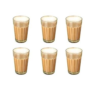 Imagem de AnNafi® Conjunto de 6 copos de chá The Cutting Chai Glasses de 100 ml, duráveis, temperados, transparentes, para uso diário, copo para refrigerante, leite, bebida, suco, coquetéis, copos gelados
