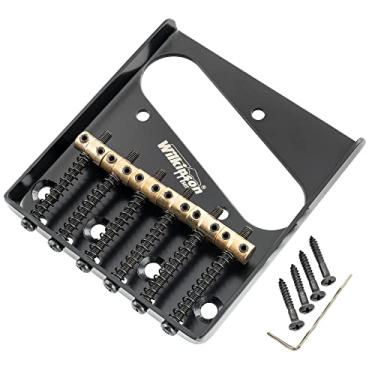 Imagem de Wilkinson M Series 54mm Ponte Telecaster Vintage 6 Carrinhos Latão para Guitarra Estilo Tele, Preta