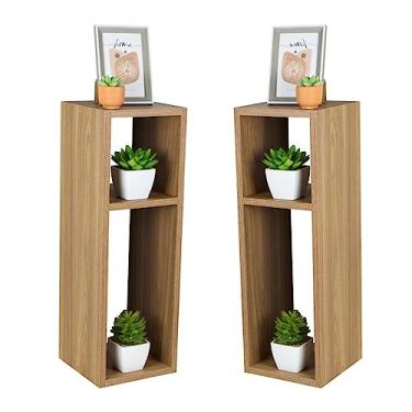 Imagem de Conjunto Mesa De Cabeceira Pequena 20x20x60cm Freijó Quarto Sala