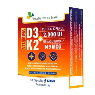 Imagem de 3x Vitamina K2 Menaquinona + D3 Colecalciferol 30 Cápsulas 500mg-Unissex