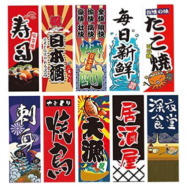 Imagem de FAKEME Bandeiras suspensas japonesas banner Izakaya Banners criativos para decoração de loja de sushi bar, comida de 2 metros