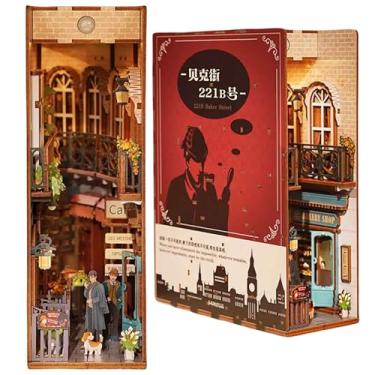 Imagem de Book Nook - Kit DIY miniatura para casa de bonecas de madeira com móveis LED e luz, Fasten3D Puzzle livros de arte de madeira (Rua Baker 221B)