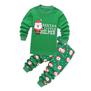 Imagem de Macaquinho para bebês meninas meninos e meninas conjunto de pijamas de Natal Papai Noel macio para recém-nascidos roupas de bebê menino, Verde, 6-7 Years