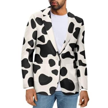 Imagem de Psesaysky Blazer masculino casual com bolsos, casaco esportivo de ajuste clássico e blazers com bolsos, jaquetas leves para homens, Vaca, 4X-Large