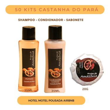 Imagem de Kit Castanha Sabonete Shampoo Condicionador 50 Un Motel  Kit