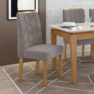 Imagem de Conjunto 2 Cadeiras para Sala de Jantar Astrid Amêndoa Clean/veludo Liso Capuccino